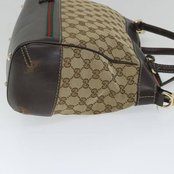 GUCCI GG Canvas Web Sherry Line Hand Bag Beige Red Green 269894 Auth 58043 - Picture 3 of 16